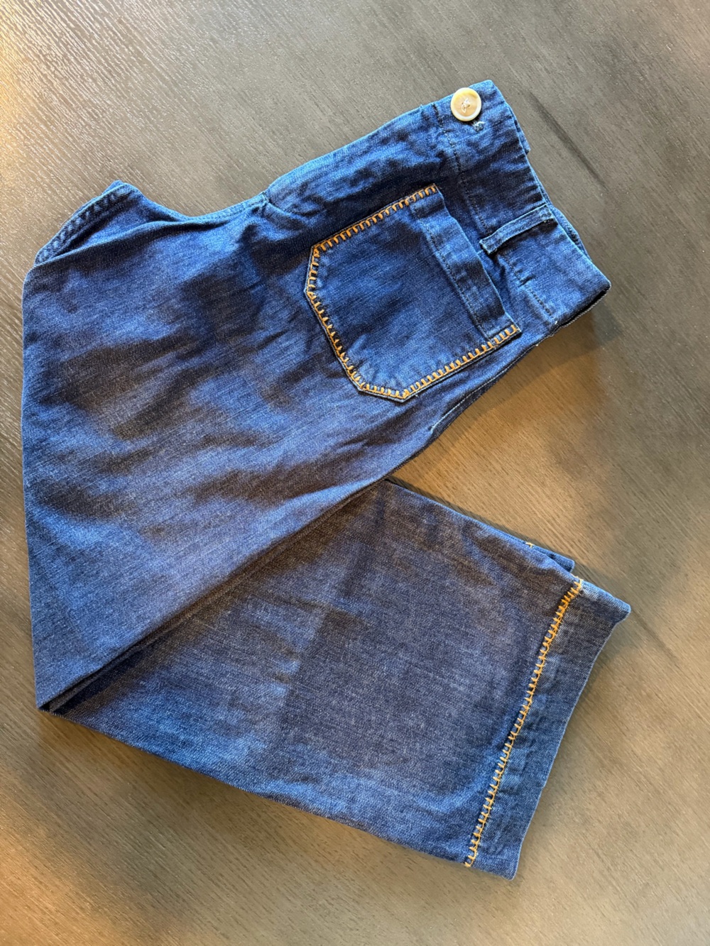 The Colette Whipstitch Full-Length Wide-Leg Jeans by Maeve